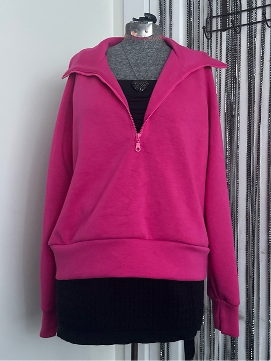 Tops - Women’s Hot Pink Half-Zip Pullover Top